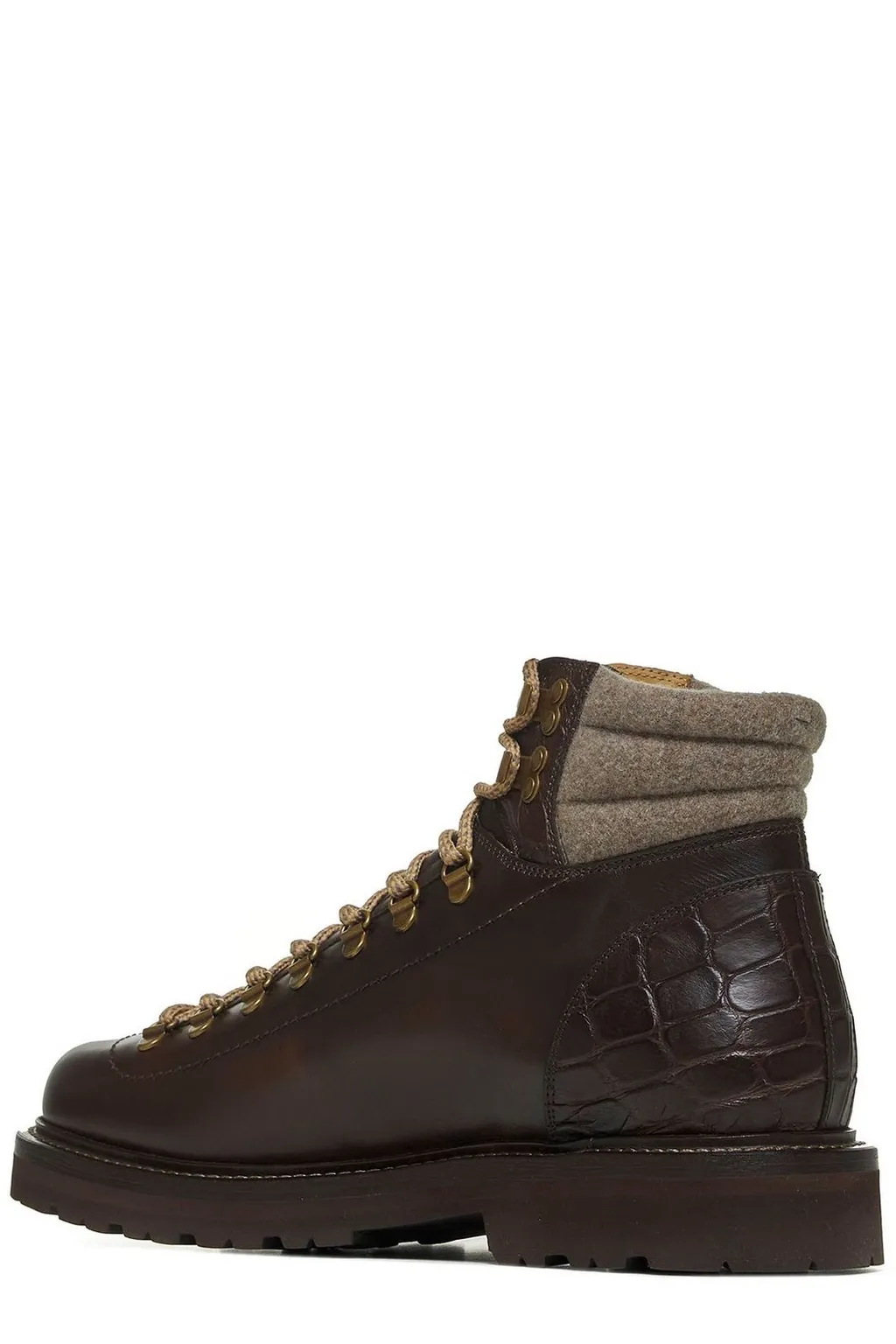 Brunello Cucinelli Round-Toe Lace-Up Ankle Boots