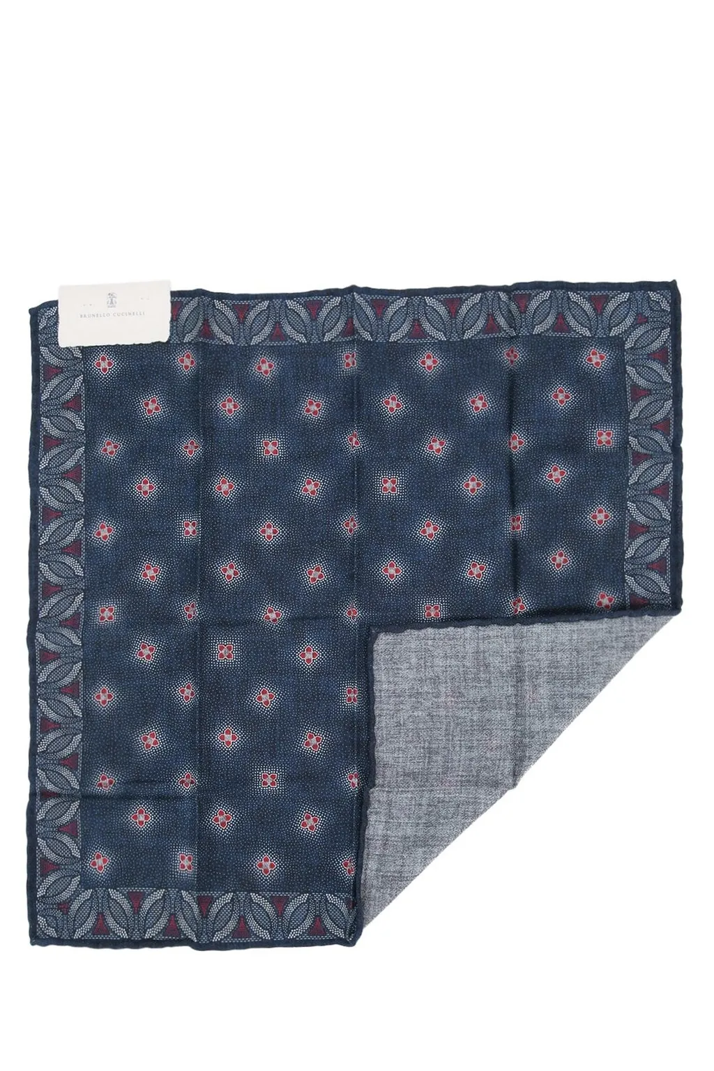 Brunello Cucinelli Geometric Printed Hand-Rolled Hem Pocket Square