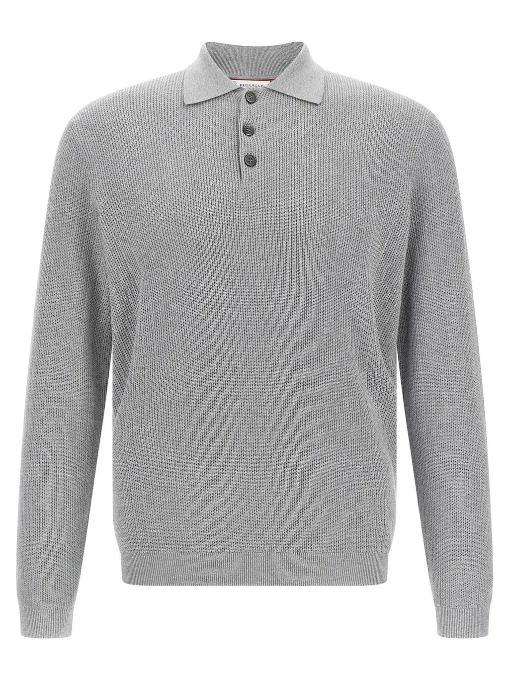 Brunello Cucinelli Long Sleeved Ribbed Polo Shirt