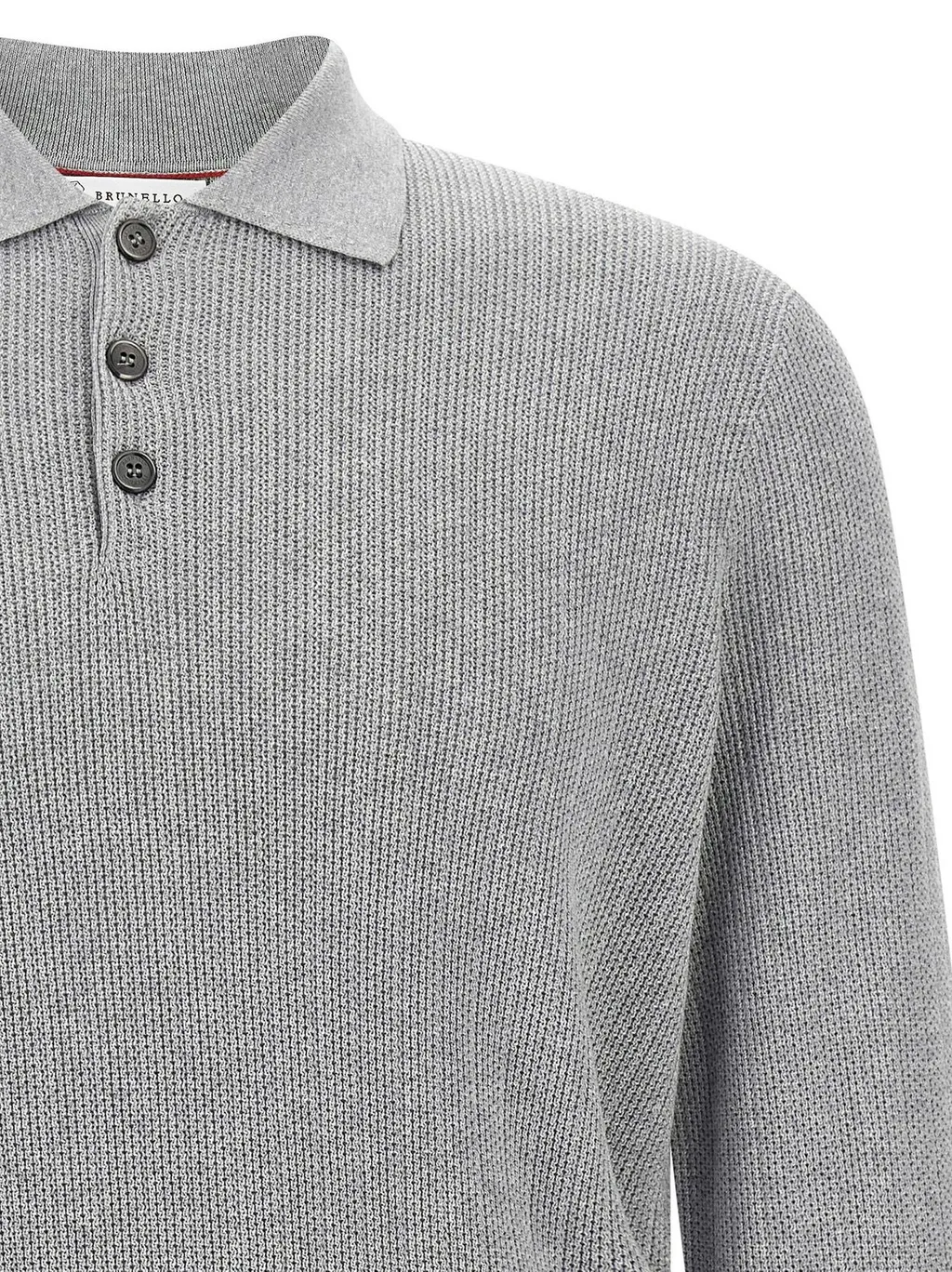 Brunello Cucinelli Long Sleeved Ribbed Polo Shirt