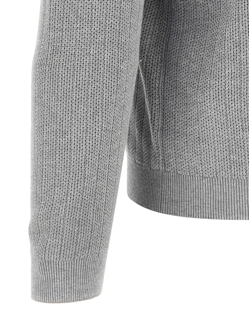 Brunello Cucinelli Long Sleeved Ribbed Polo Shirt