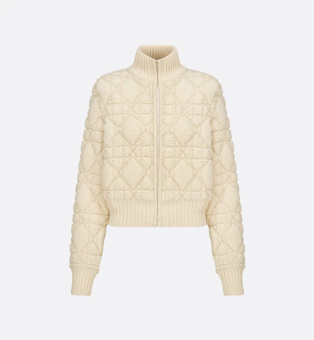 Macrocannage Zipped Cardigan
