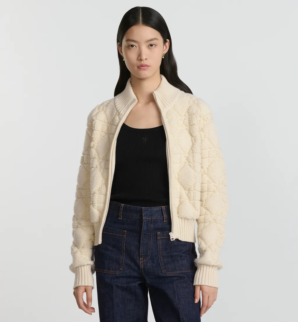 Macrocannage Zipped Cardigan