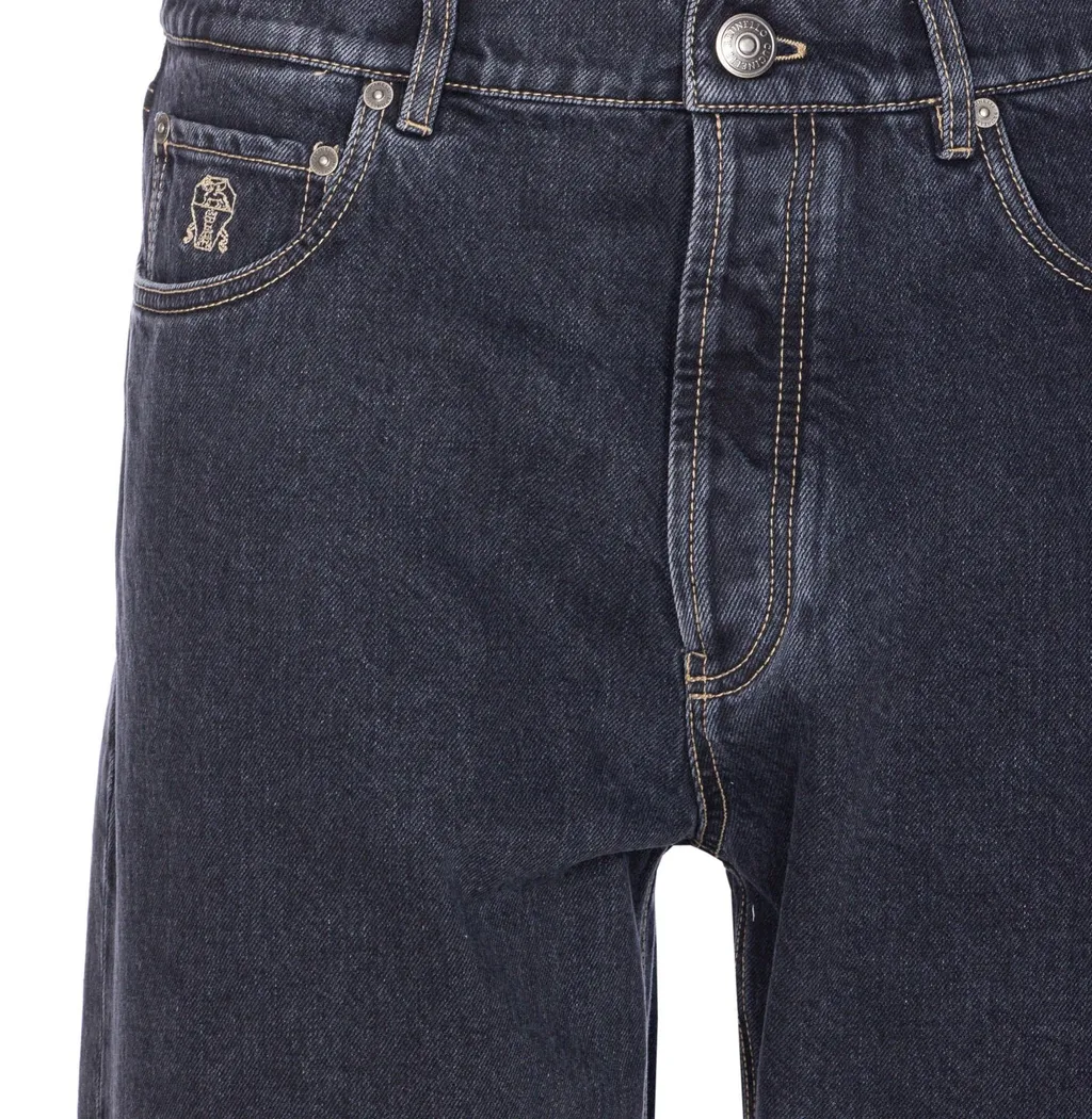 Brunello Cucinelli Logo Embroidered Slim-Fit Jeans