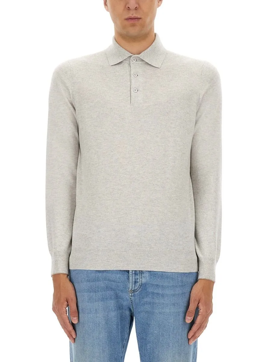 Brunello Cucinelli Long Sleeved Knitted Polo Shirt