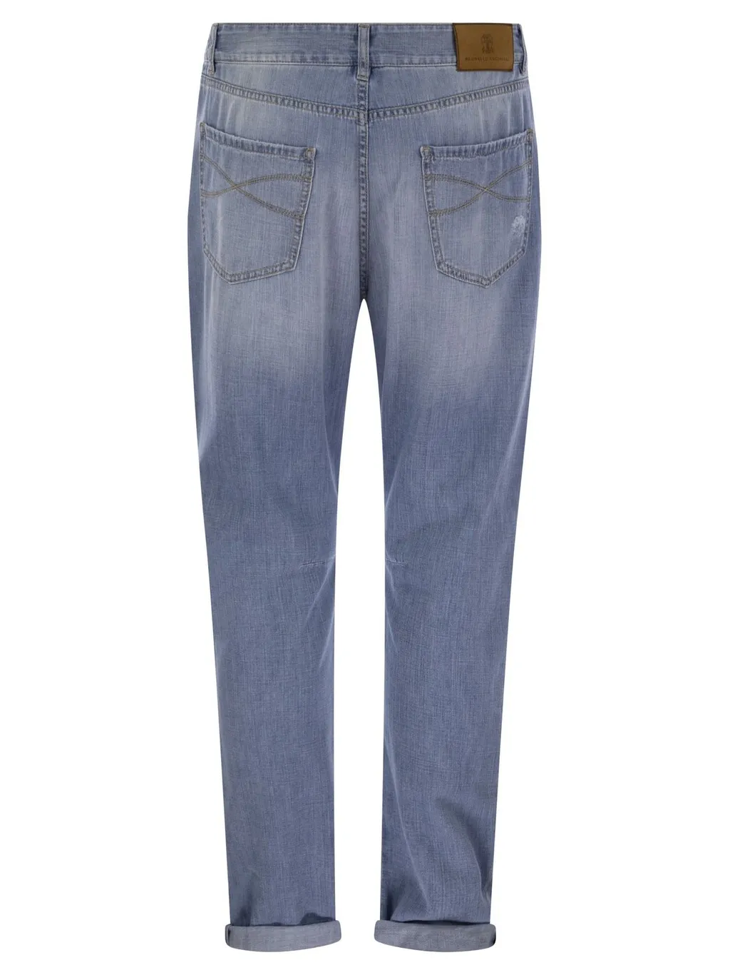 Brunello Cucinelli Logo Embroidered Distressed Jeans