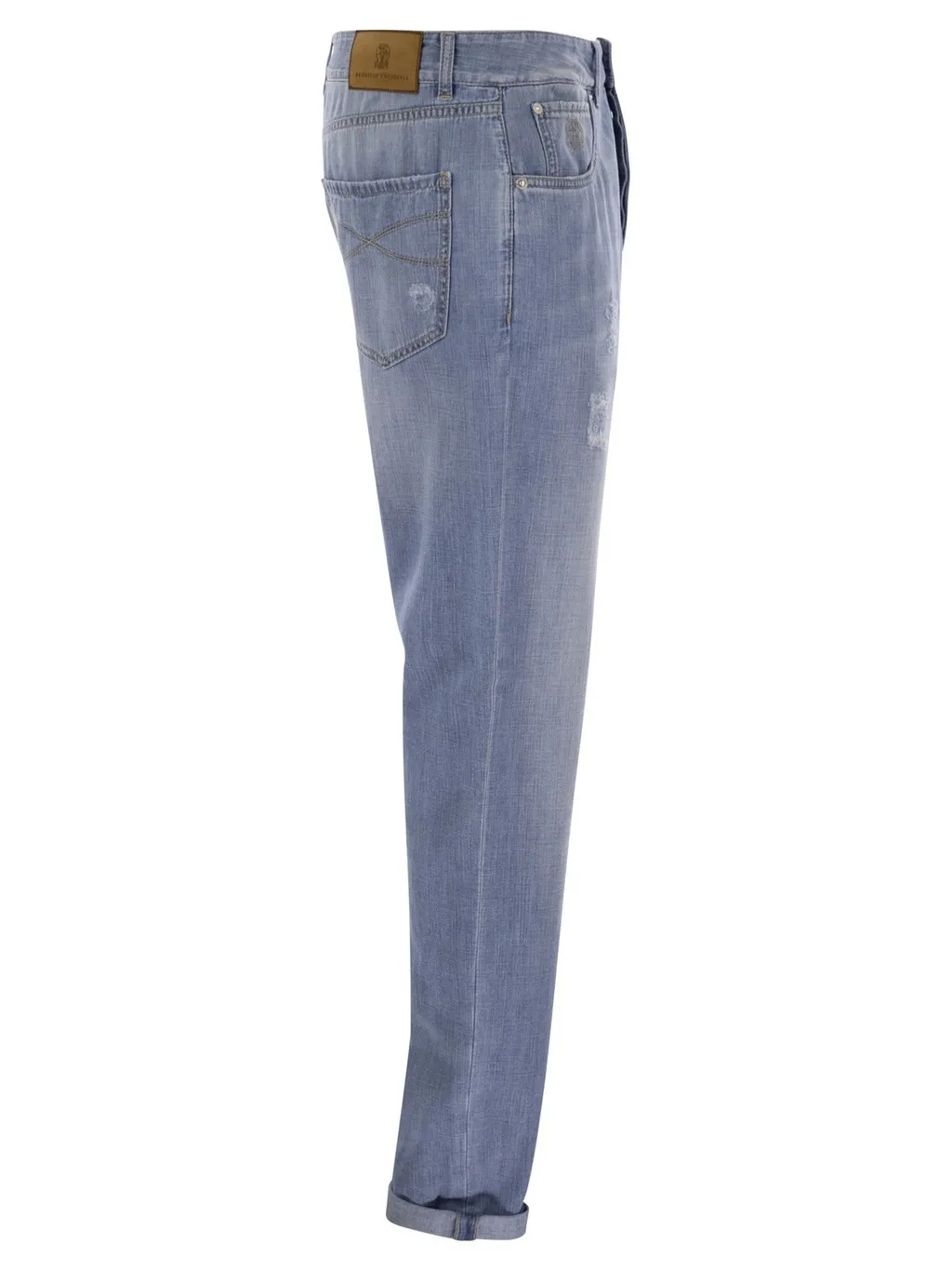Brunello Cucinelli Logo Embroidered Distressed Jeans