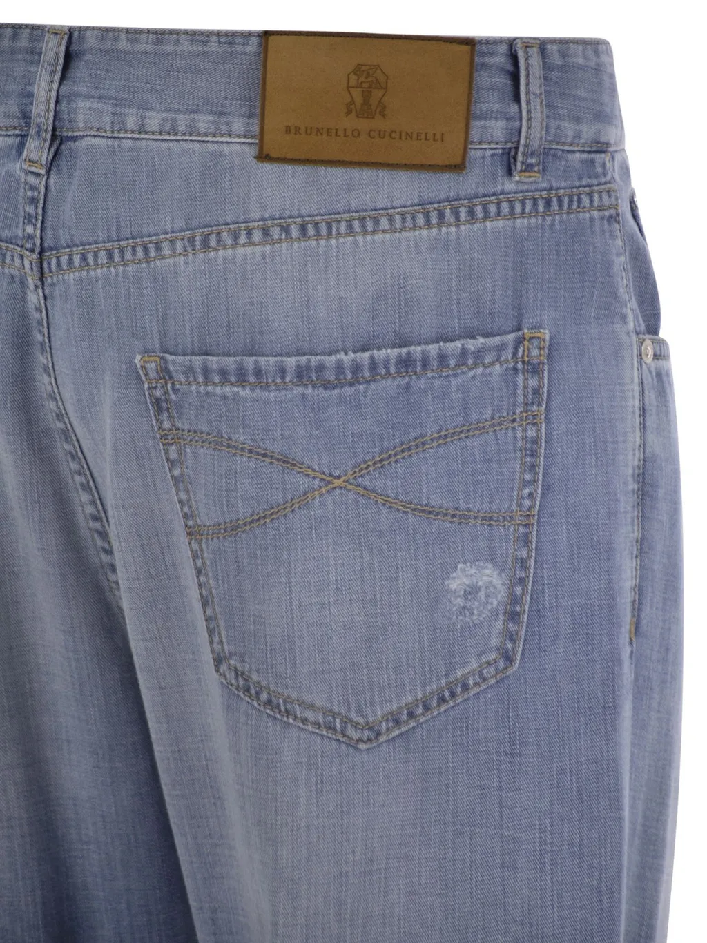 Brunello Cucinelli Logo Embroidered Distressed Jeans