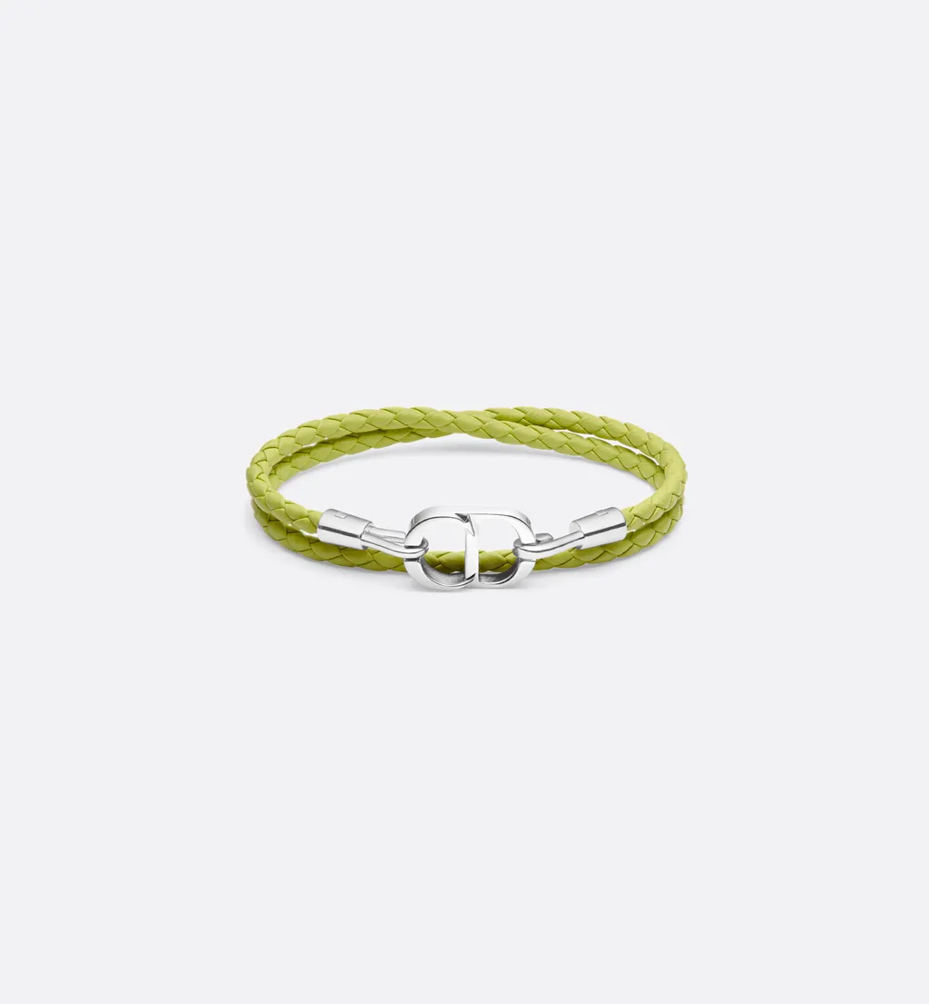 Cd Icon Woven Leather Double Bracelet