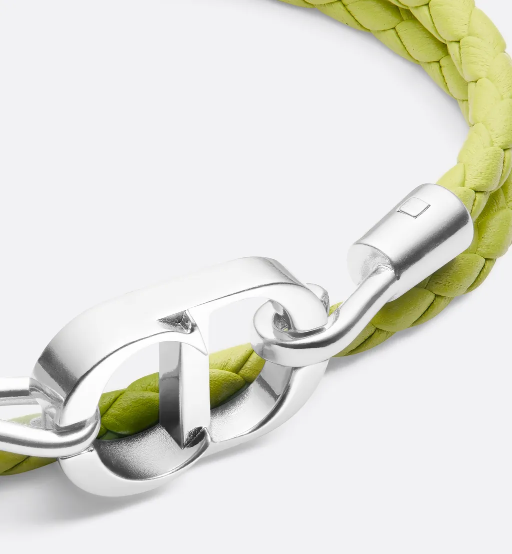 Cd Icon Woven Leather Double Bracelet