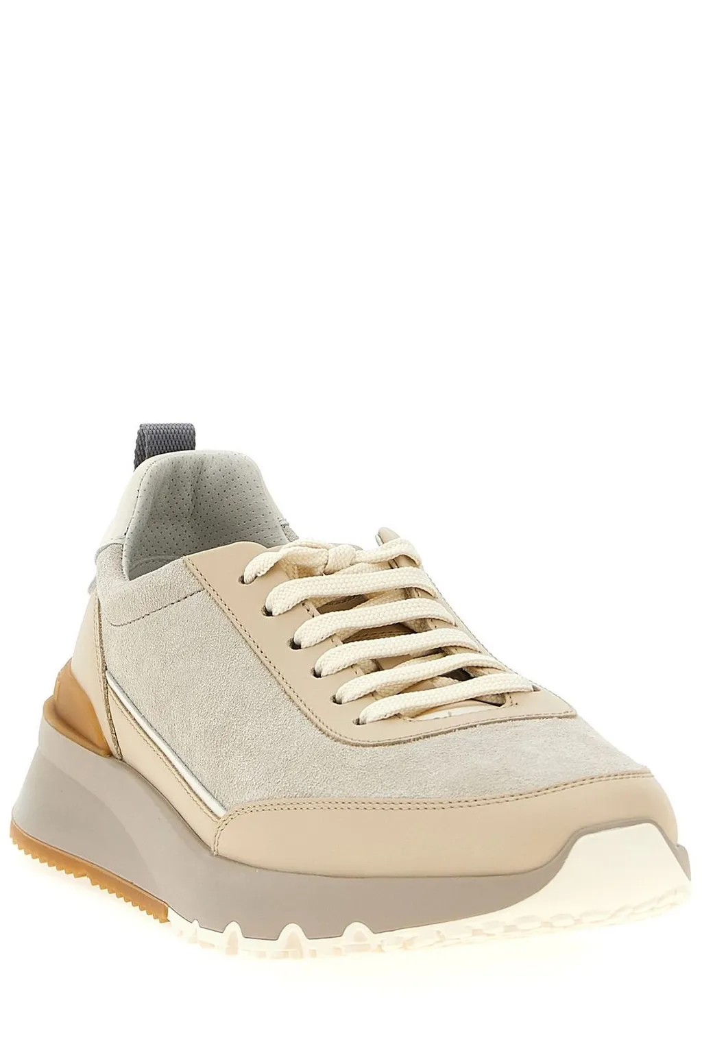 Brunello Cucinelli Logo Embossed Lace-Up Sneakers