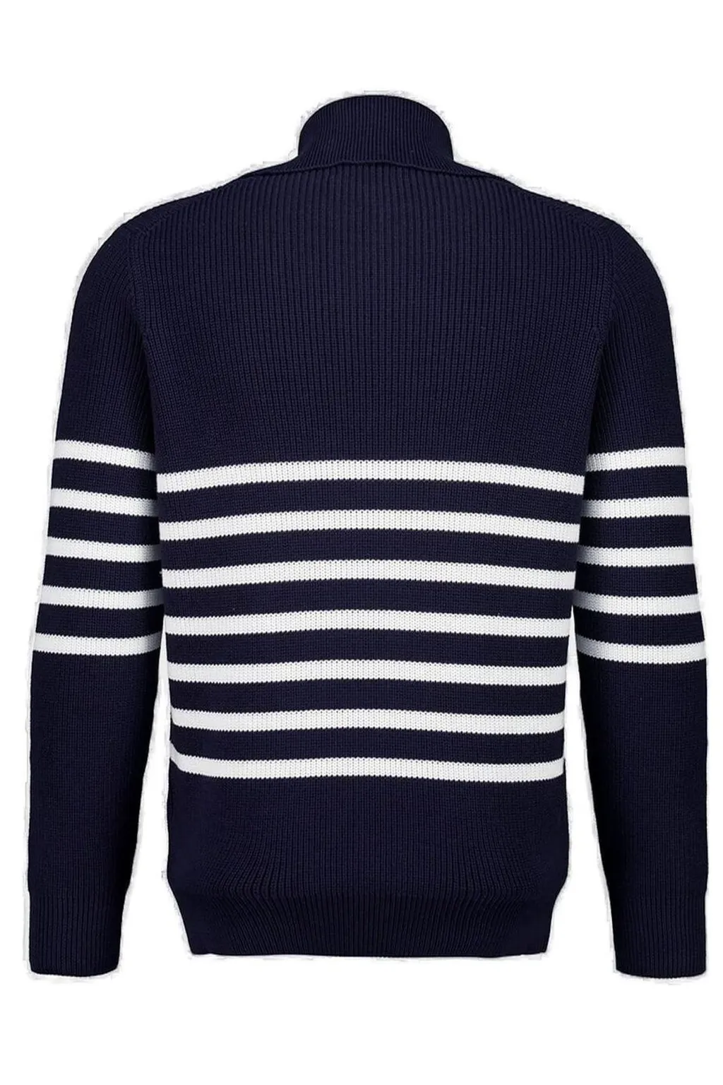 Brunello Cucinelli Half-Zip English Rib Striped Jumper
