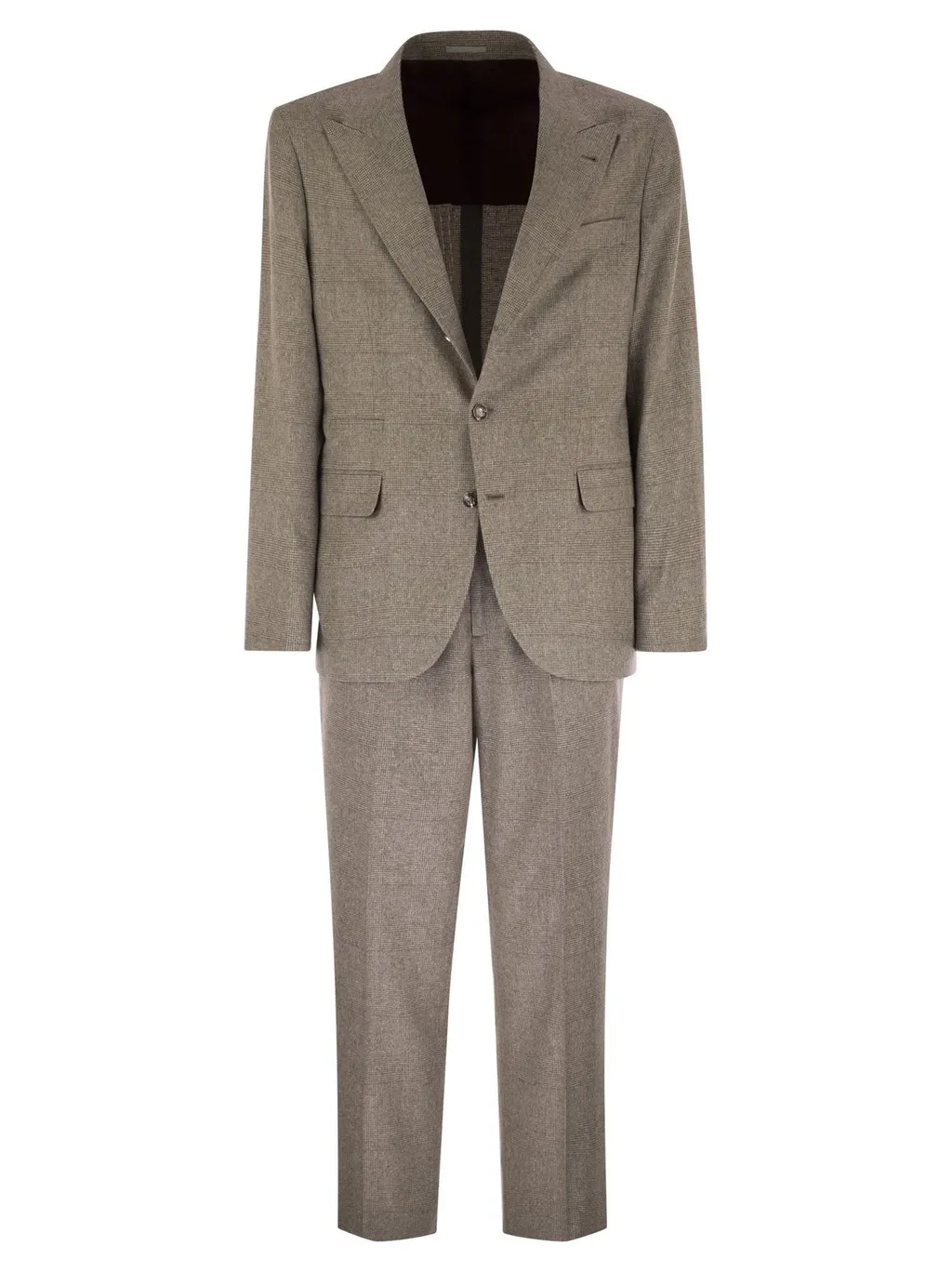 Brunello Cucinelli Prince Of Wales Flannel Tailored Suit
