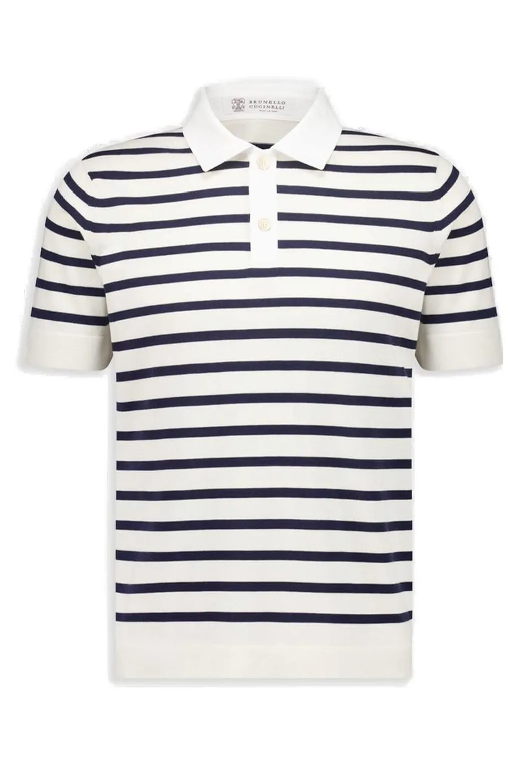 Brunello Cucinelli Striped Knit Polo Shirt