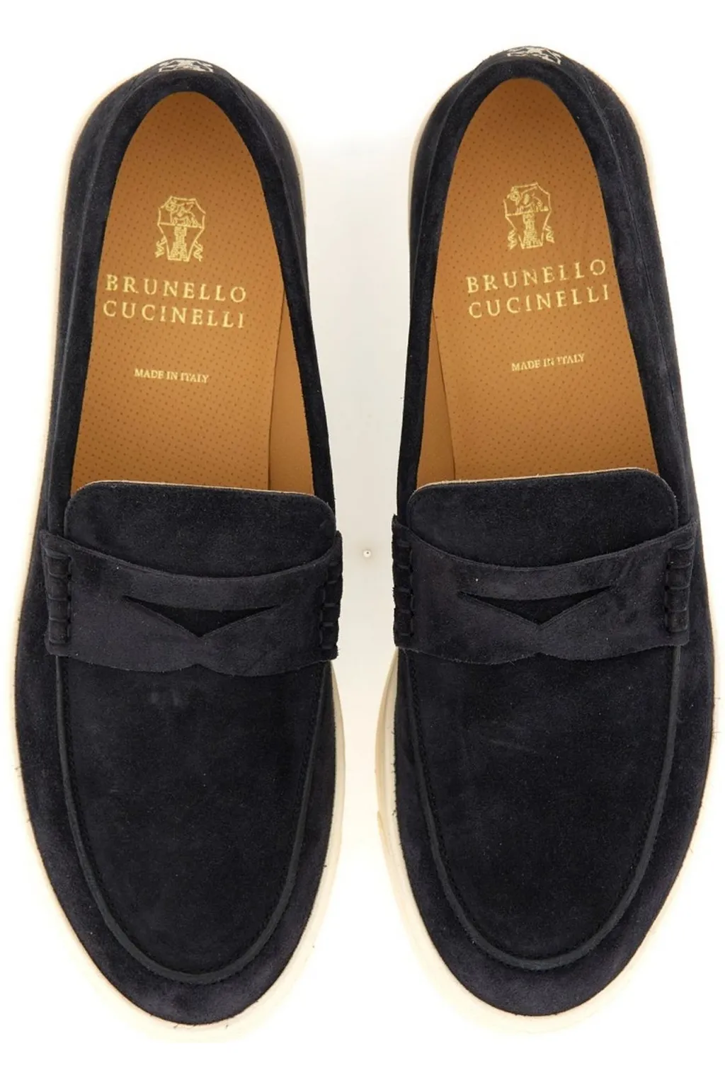 Brunello Cucinelli Penny-Slot Round-Toe Loafers