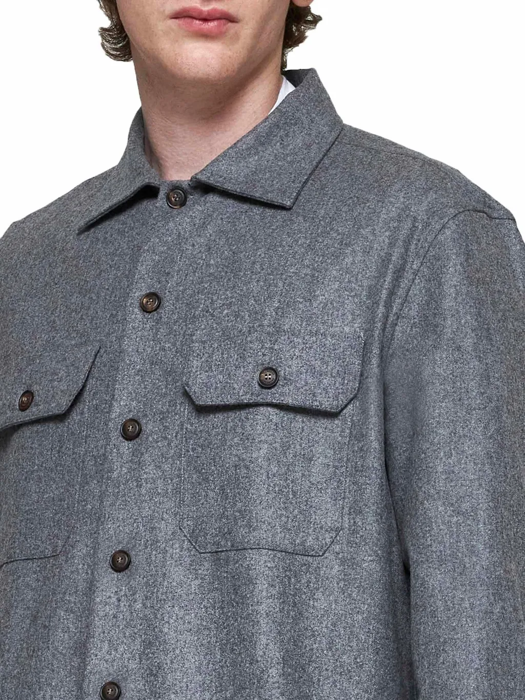 Brunello Cucinelli Long Sleeved Straight Hem Shirt