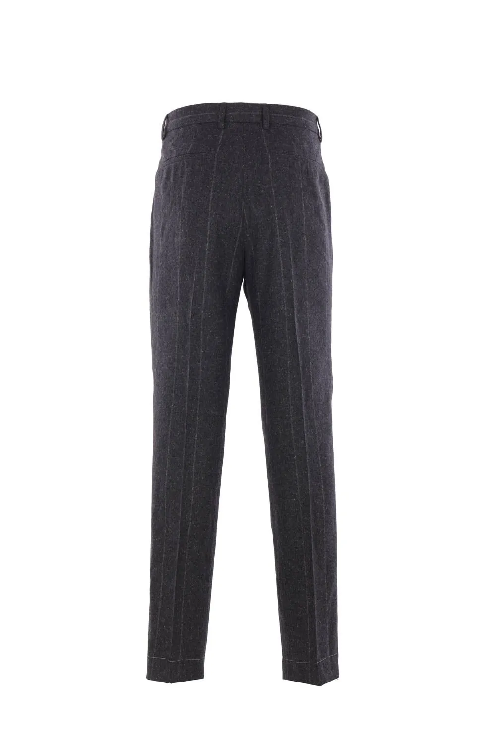 Brunello Cucinelli Flecked Chalk Stripe Flannel Leisure Fit Trousers