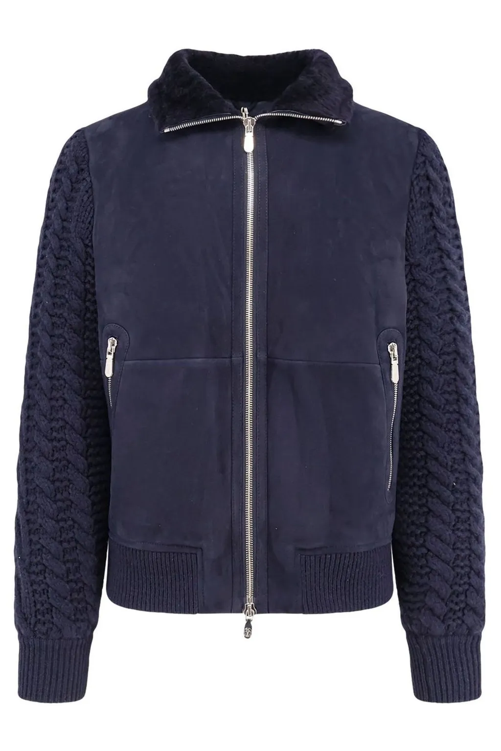 Brunello Cucinelli High Collared Zip-Up Bomber Jacket