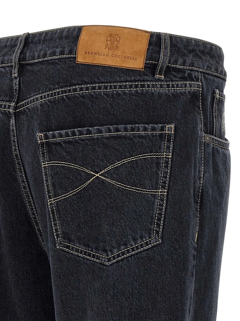 Brunello Cucinelli Logo Patch Straight-Leg Jeans