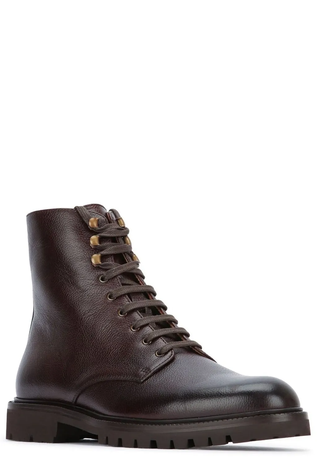 Brunello Cucinelli Round Toe Lace-Up Boots