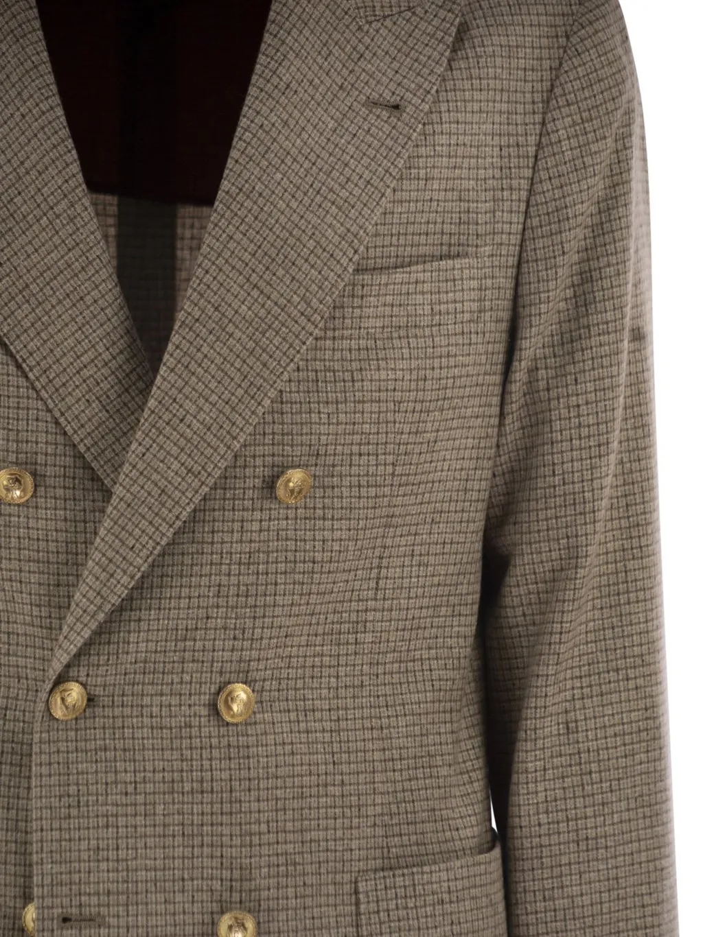 Brunello Cucinelli Checked Flannel One-And-A-Half Breasted Deconstructed Blazer