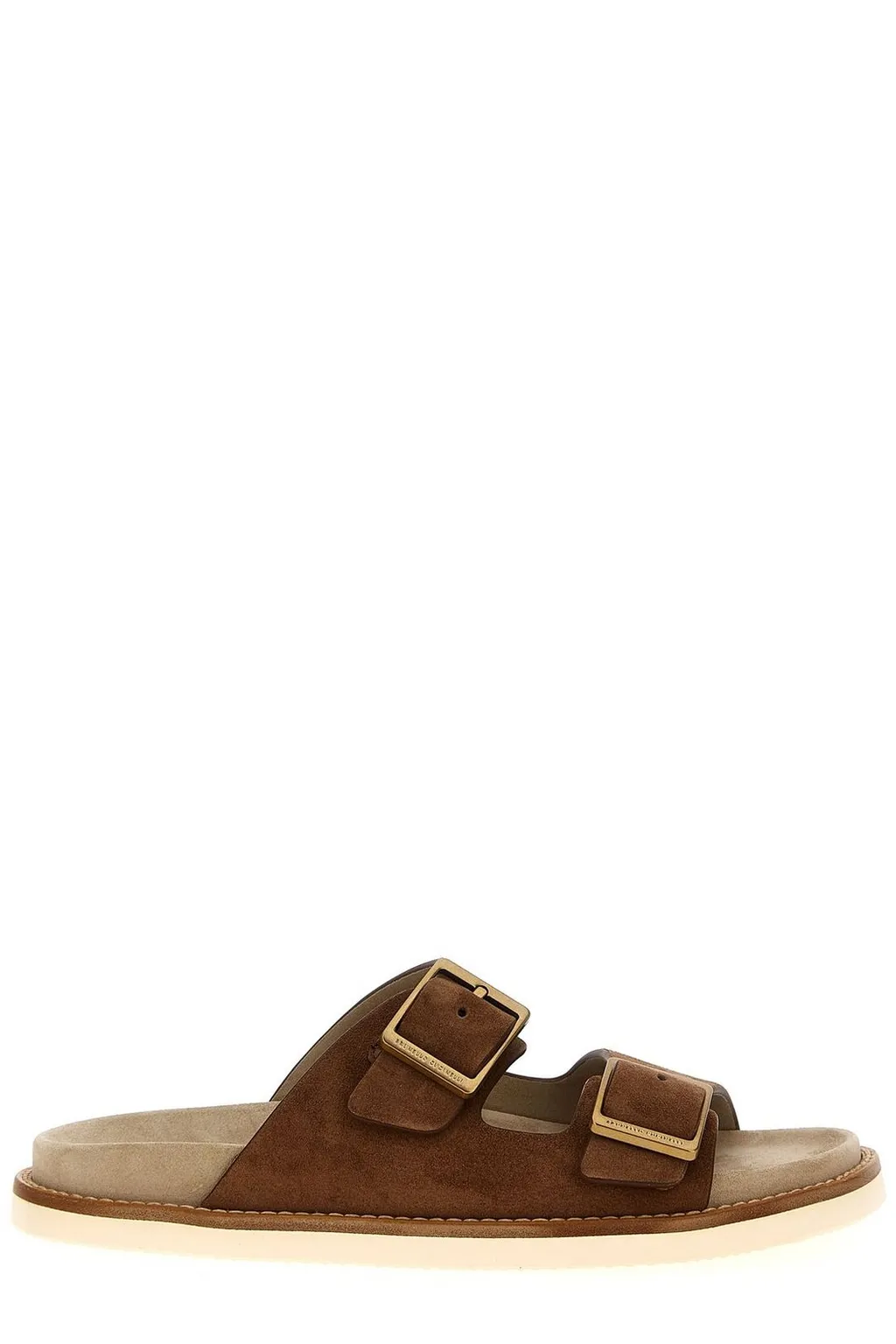 Brunello Cucinelli Double-Buckle Fastened Open-Toe Slides