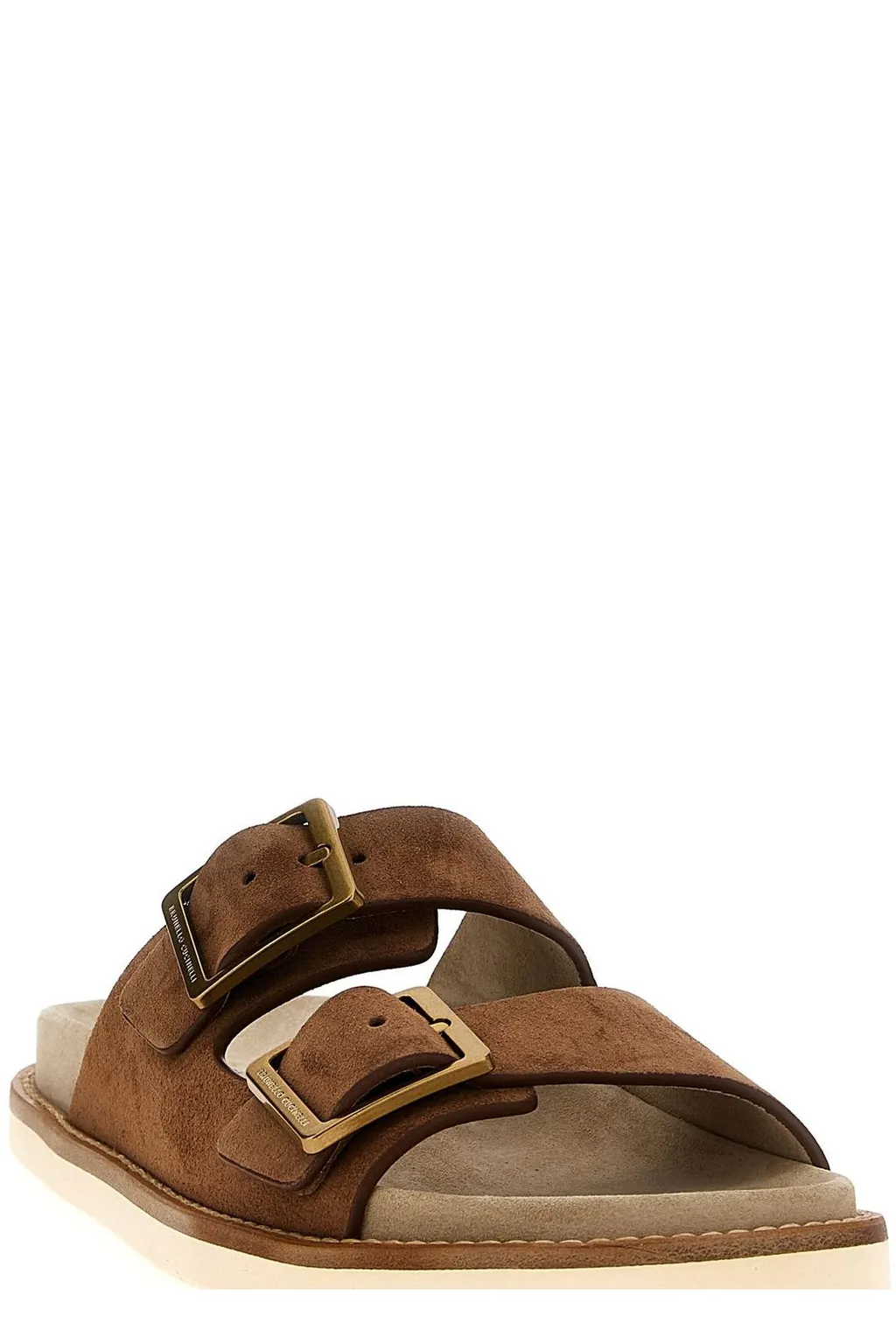 Brunello Cucinelli Double-Buckle Fastened Open-Toe Slides