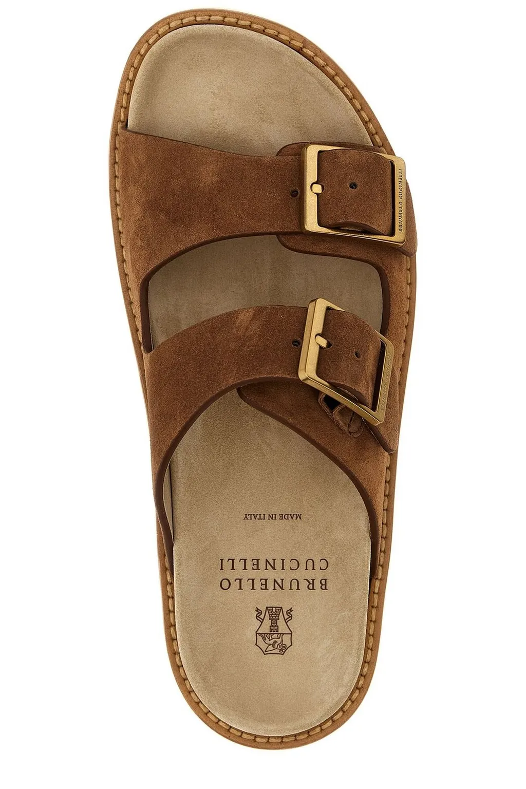 Brunello Cucinelli Double-Buckle Fastened Open-Toe Slides
