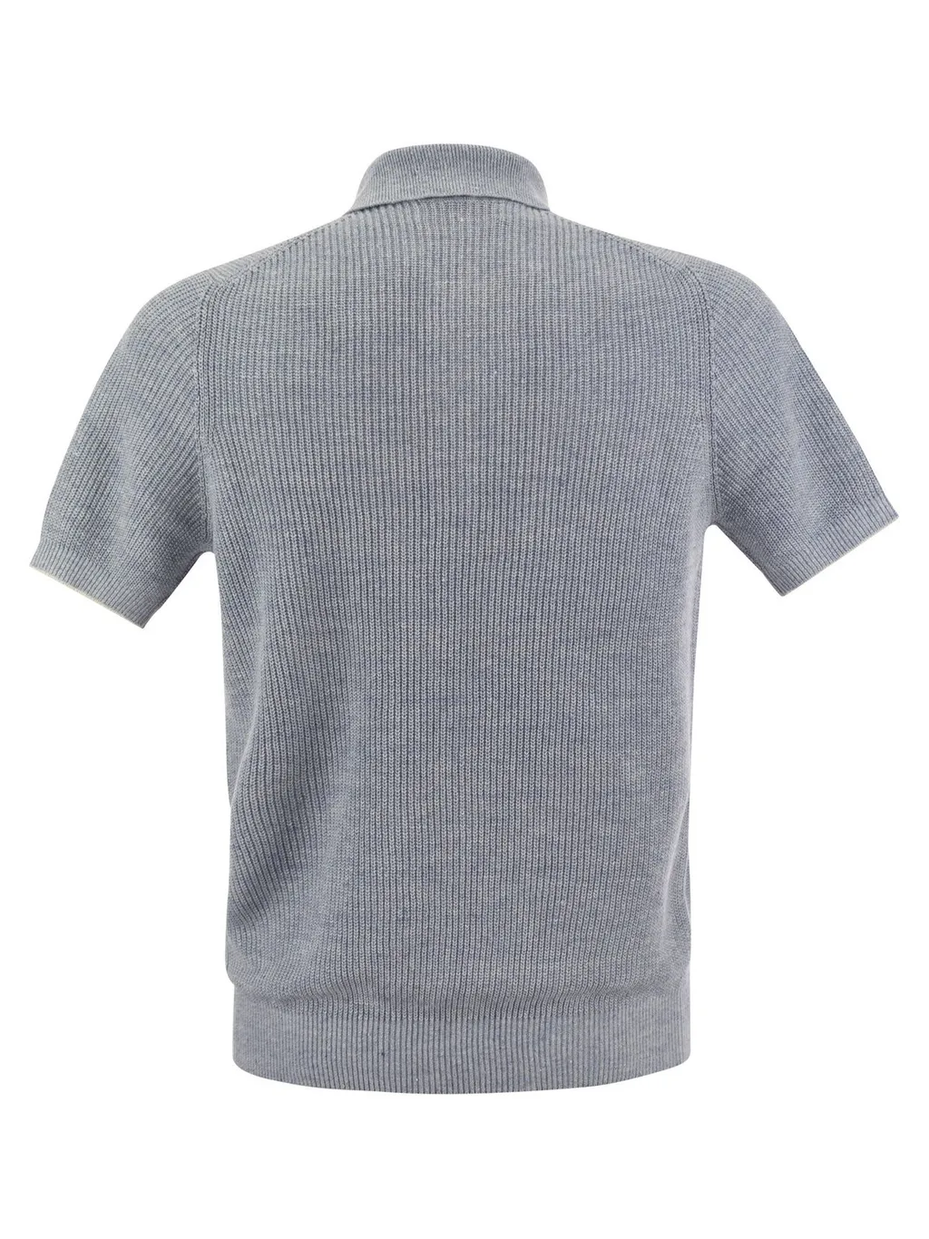 Brunello Cucinelli Short Sleeved Rbbed-Knit Polo Shirt