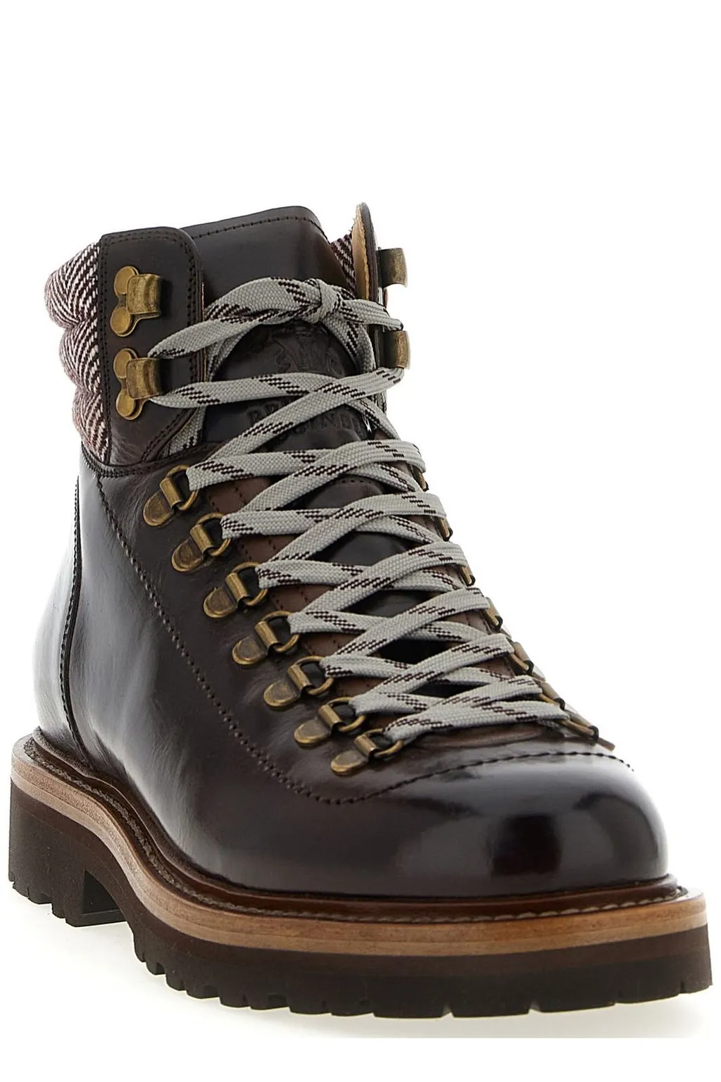 Brunello Cucinelli Herringbone Insert Ankle Boots