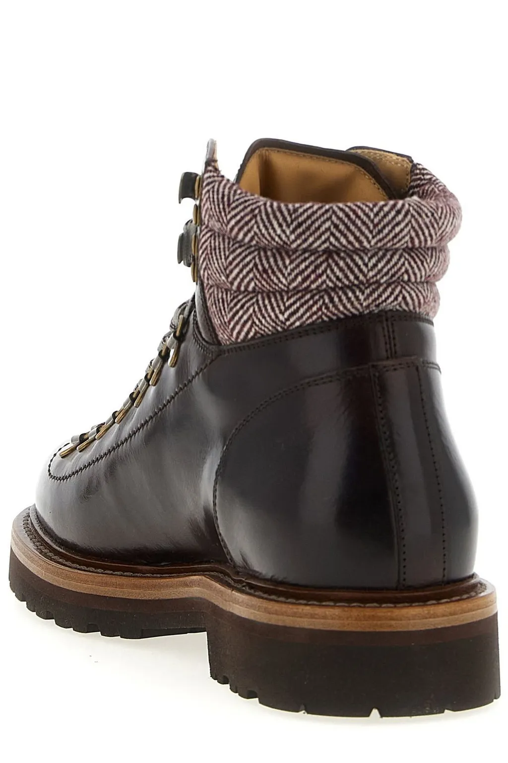 Brunello Cucinelli Herringbone Insert Ankle Boots