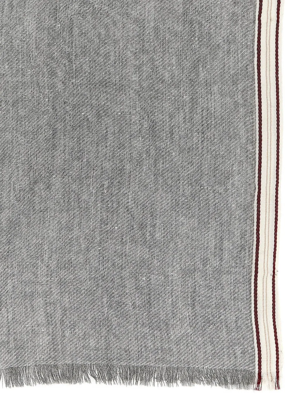 Brunello Cucinelli Striped Frayed Edge Border Scarf