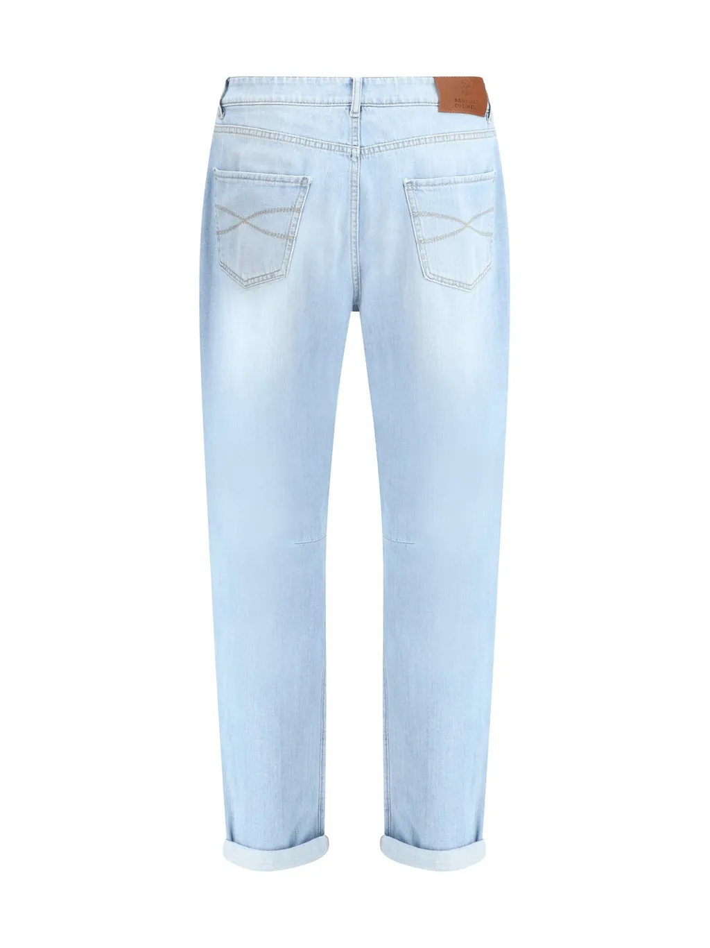 Brunello Cucinelli Logo Embroidered Turn-Up Brim Jeans