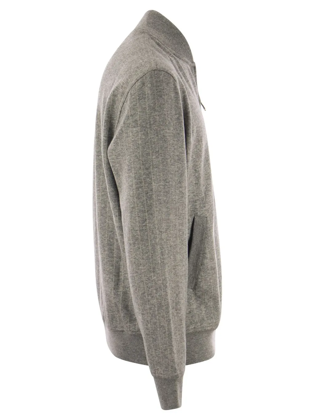 Brunello Cucinelli Striped Zipped Knit Cardigan