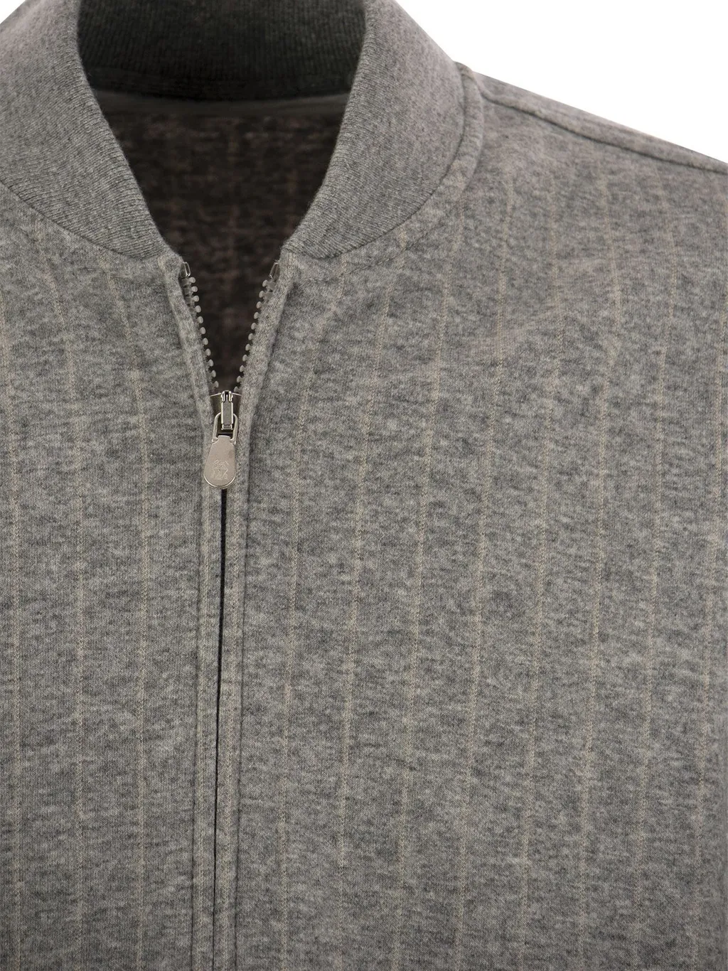 Brunello Cucinelli Striped Zipped Knit Cardigan