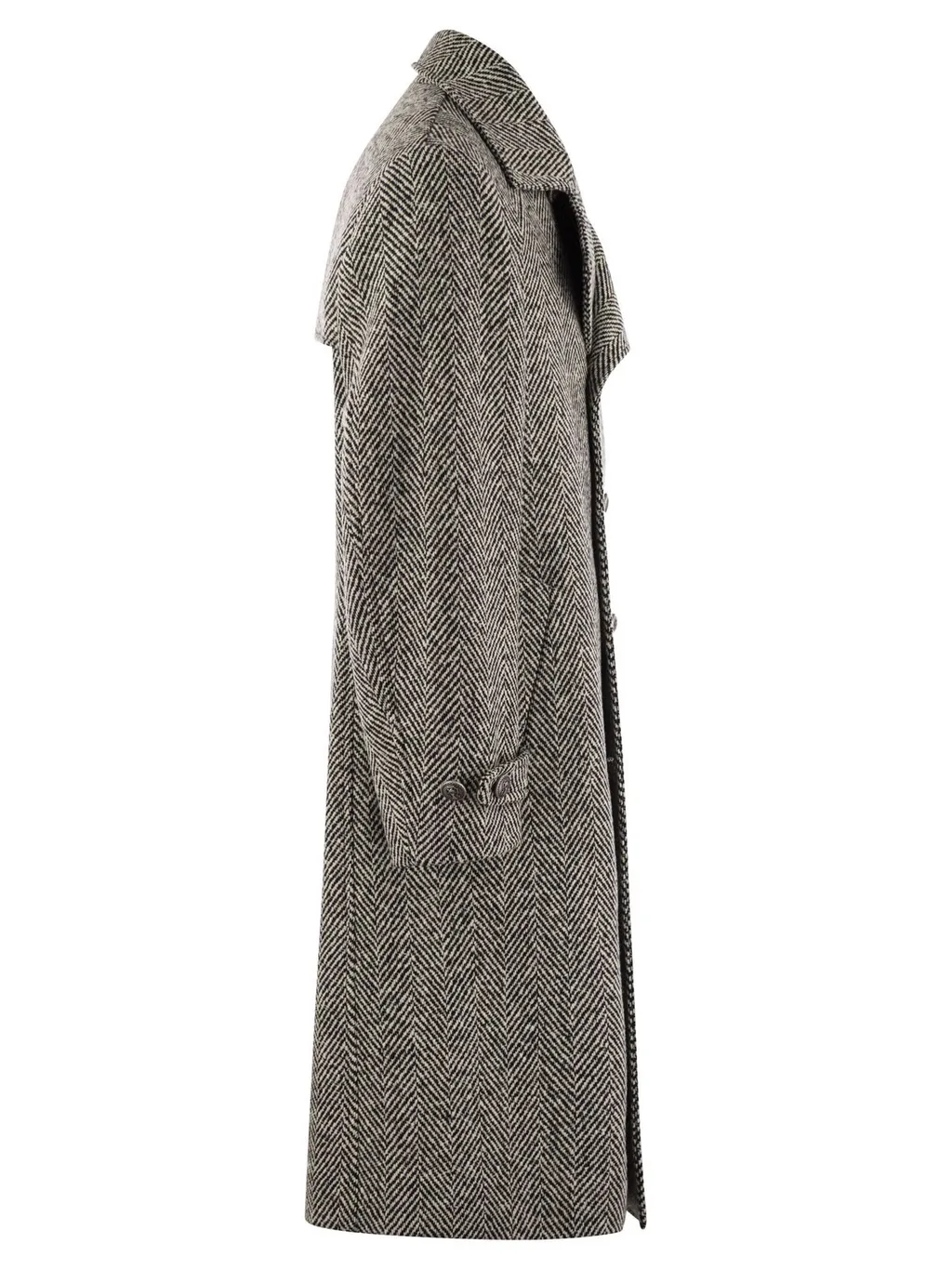 Brunello Cucinelli Herringbone Pattern Double-Breasted Coat