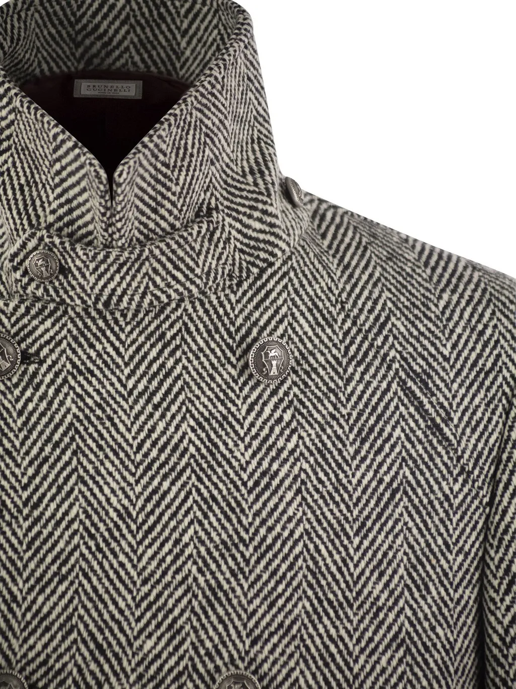 Brunello Cucinelli Herringbone Pattern Double-Breasted Coat