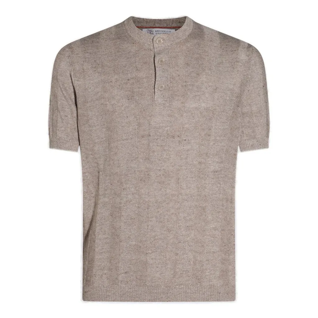 Brunello Cucinelli Henley Collared Knit Polo Shirt