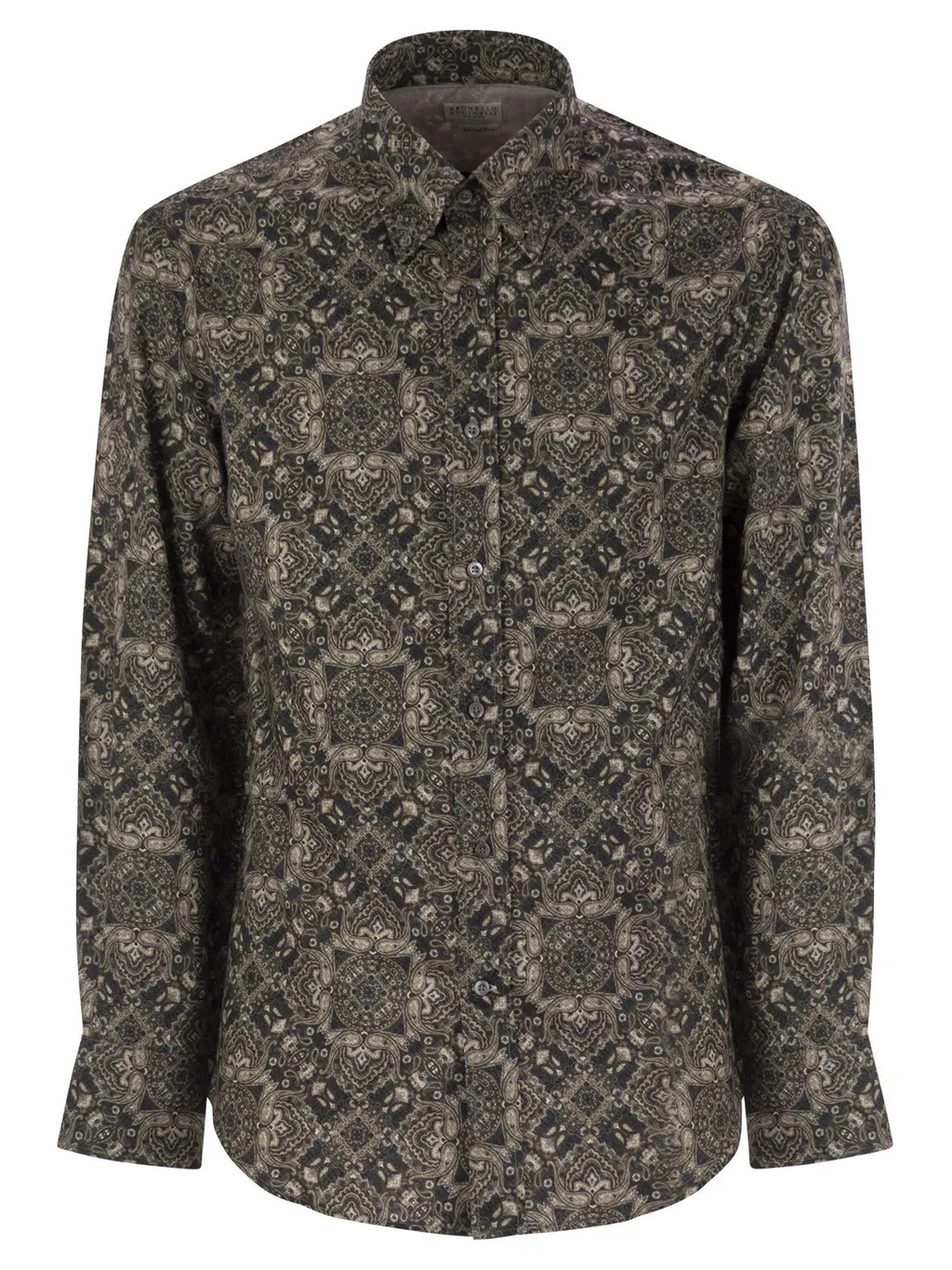 Brunello Cucinelli Patterned Curved Hem Shirt