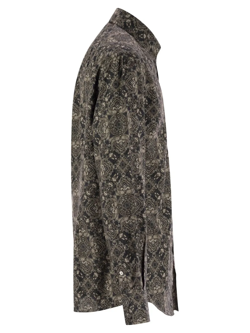 Brunello Cucinelli Patterned Curved Hem Shirt