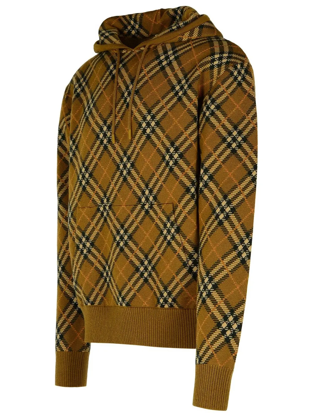 Burberry Checked Drawstring Knitted Hoodie