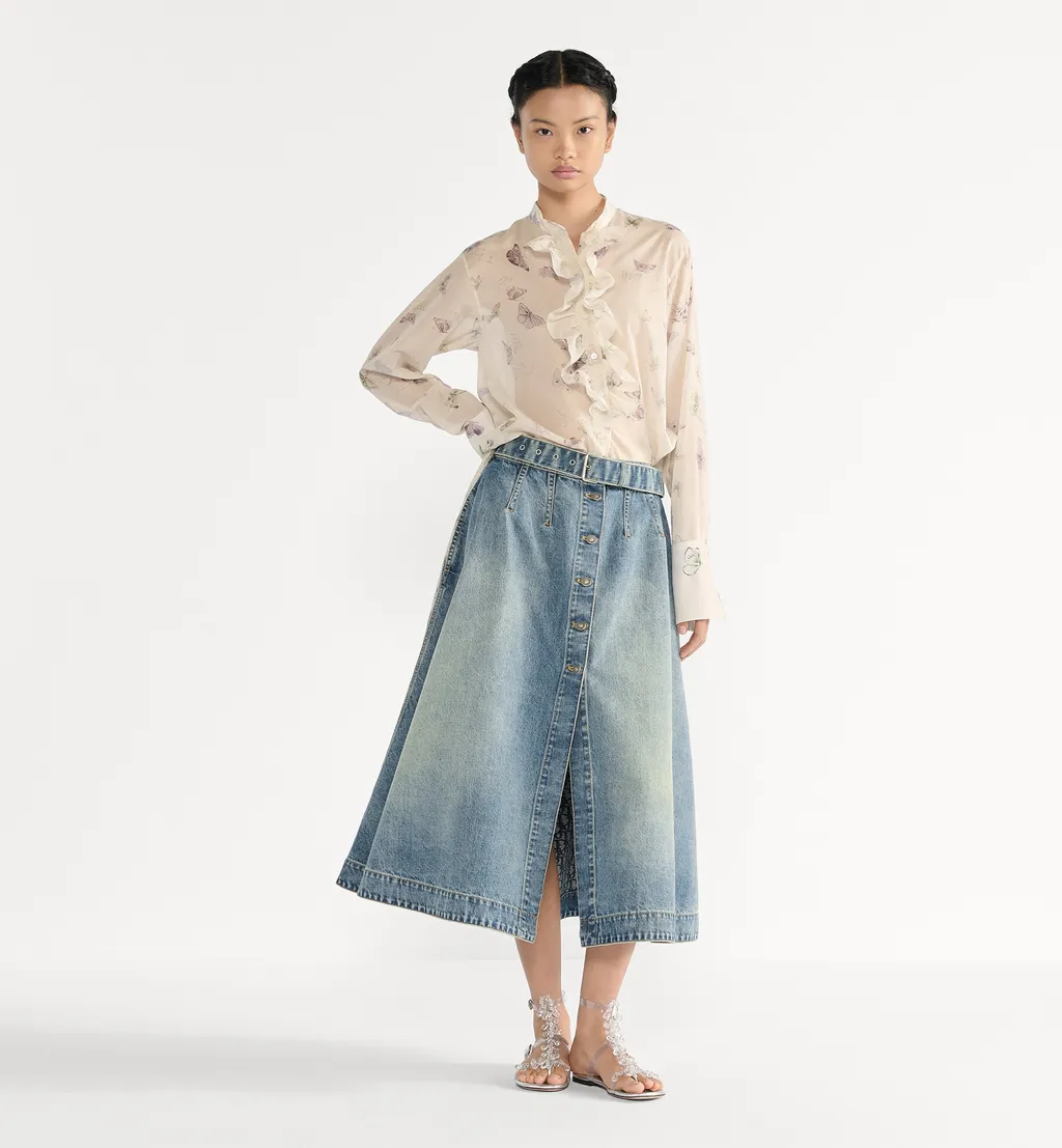Blouse With Ruffled Neckline