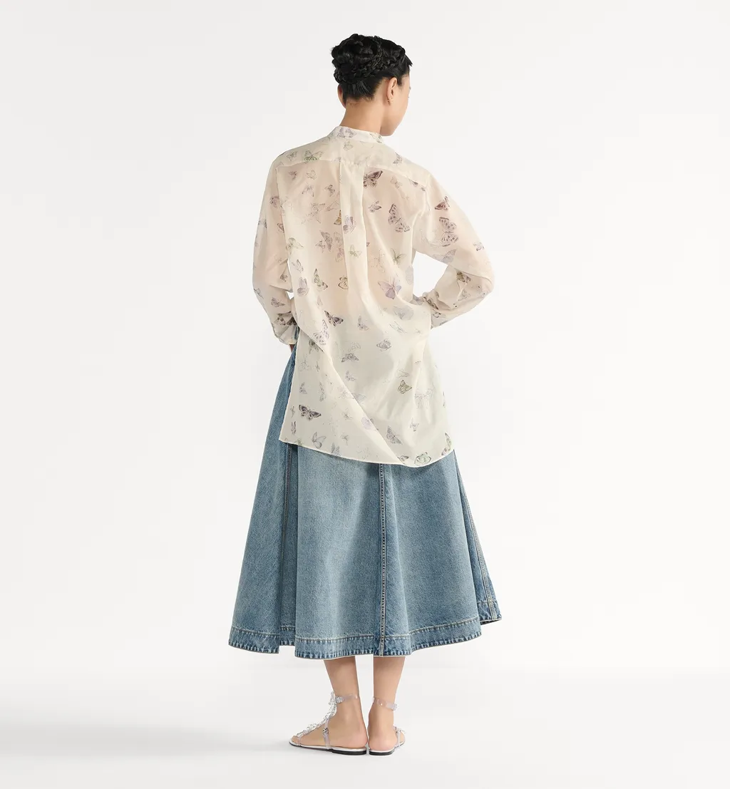 Blouse With Ruffled Neckline