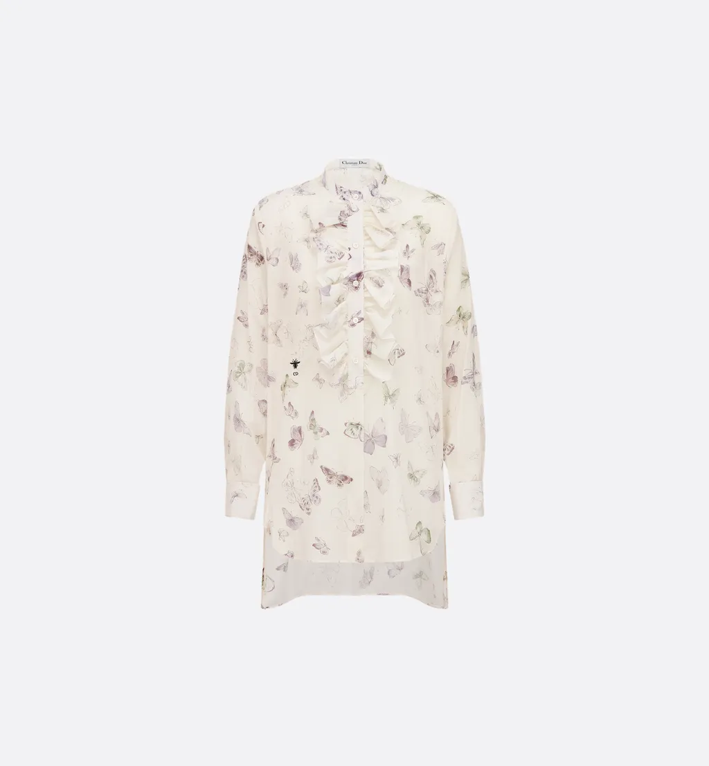 Blouse With Ruffled Neckline