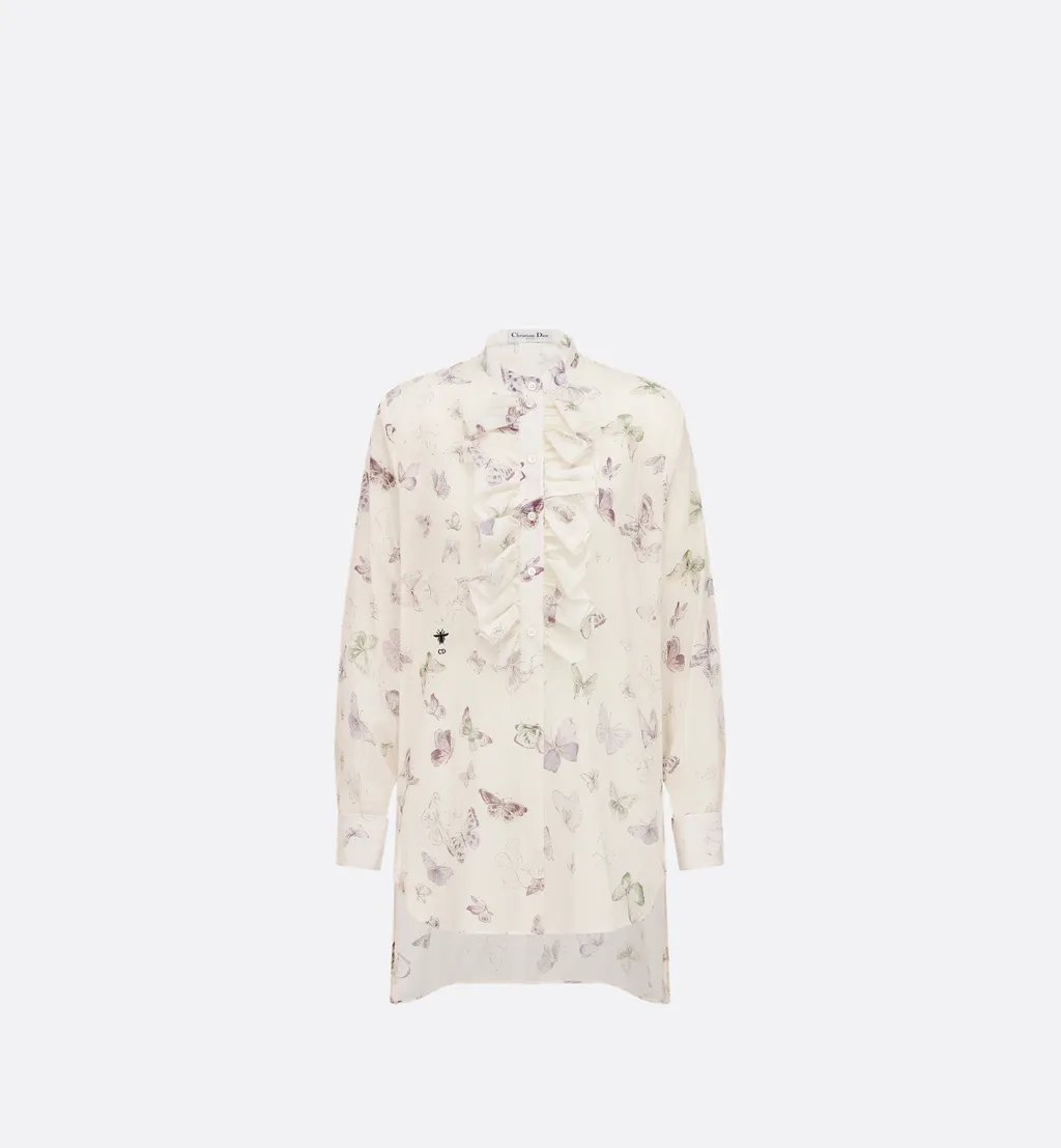 Blouse With Ruffled Neckline