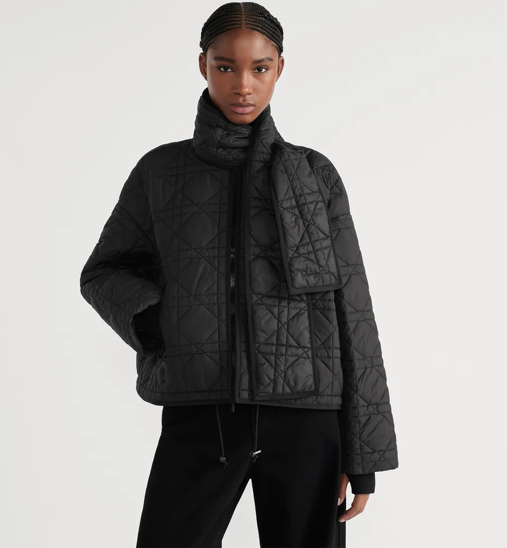 Macrocannage Coat With Scarf Collar
