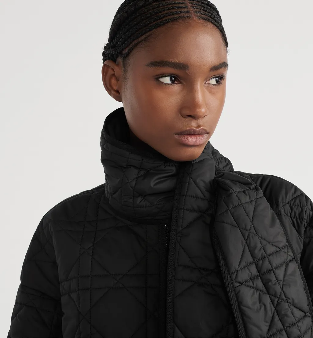Macrocannage Coat With Scarf Collar