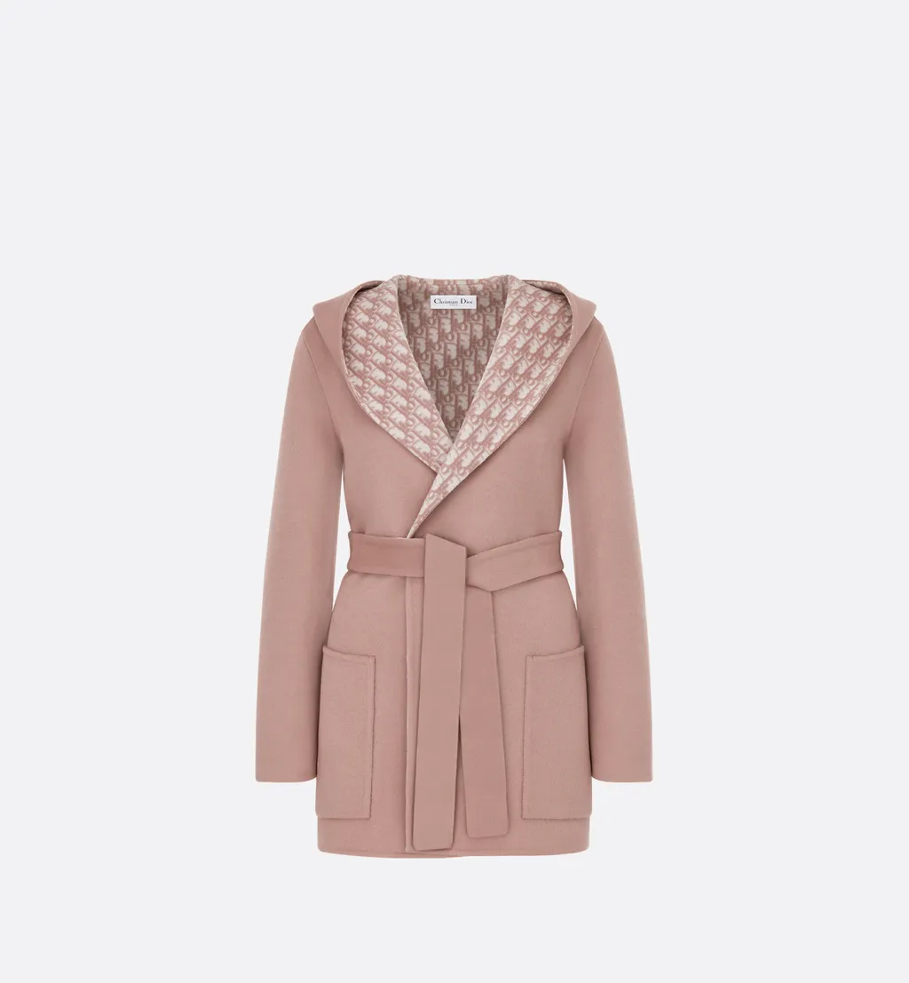 Cropped Coat With Hood And Belt