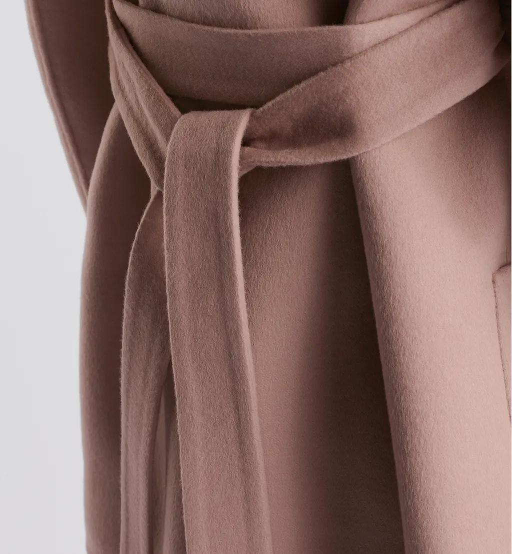 Cropped Coat With Hood And Belt