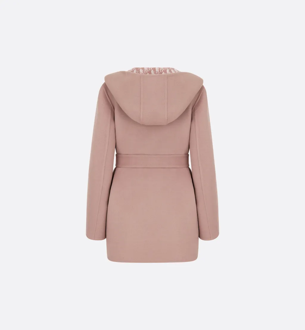Cropped Coat With Hood And Belt